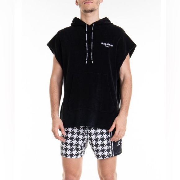 BALMAIN***Black Terry Men’s Sleeveless Hoodie***Medium***$890 - Picture 2 of 8